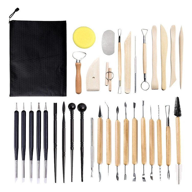 34Pcs Pottery Clay Sculpting Professionals with Carrying Case