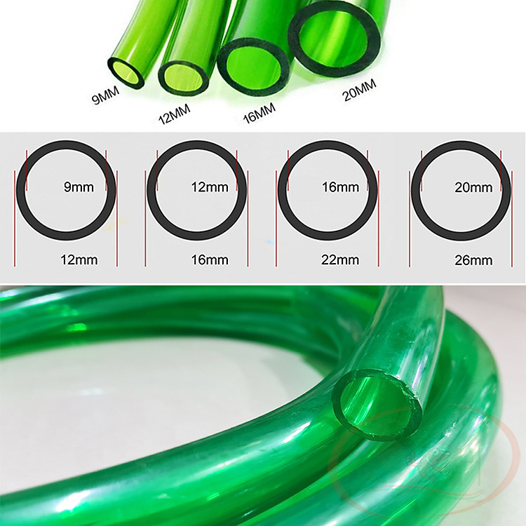 Ống dây chống gập 9 / 12 / 16 / 20 mm in out lọc thùng thay nước bể cá tép thủy sinh