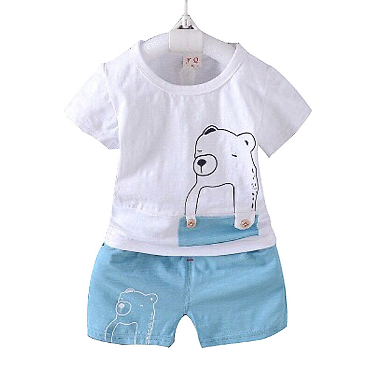 Bộ Quần Áo Gấu Xanh 19 Cho Bé Chất Cotton