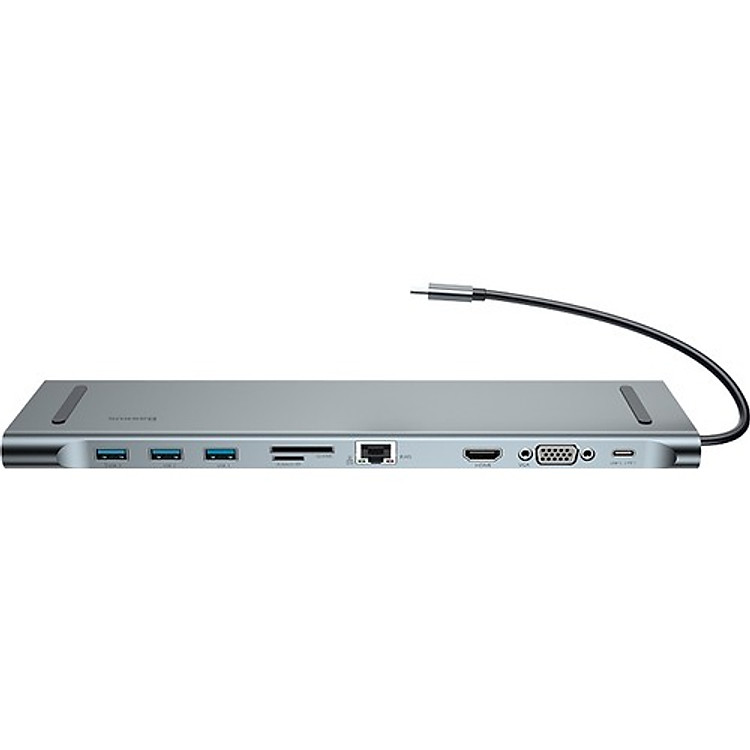 HUB chuyển đổi Baseus Enjoyment Series Type-C to PD/HDMI/VGA/RJ45/SD/USB*3 Notebook HUB Adapter Gray - Hàng Chính Hãng