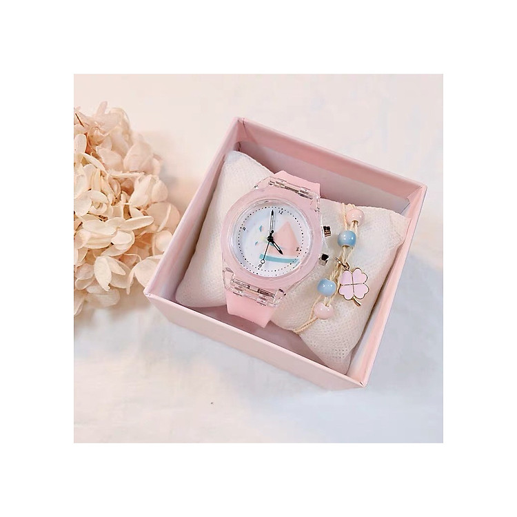 Đồng hồ nữ dây cao su phát sáng led 7 màu rất đẹp - Không kèm vòng tay