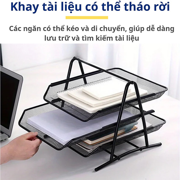 Khay Tài Liệu 3 Ngăn Bằng Kim Loại Có Thể Tháo Rời - Ảnh 7