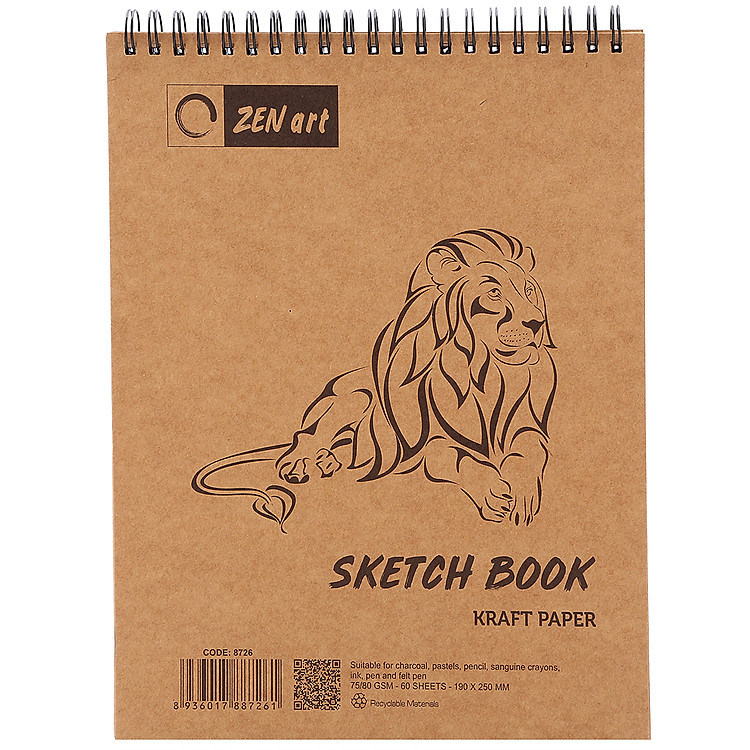 Sổ Lò Xo Vẽ Kraft 8726 (190 x 250, 60 tờ)