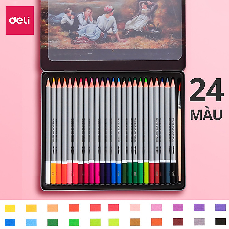 Bút Chì Màu Nước Deli (24 màu) - Ảnh 2