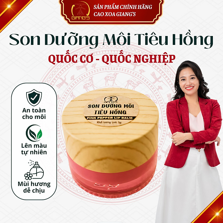 Son dưỡng môi tiêu hồng GIANG'S hũ 5g - Giúp hồng môi tự nhiên nhờ chiết xuất hạt tiêu