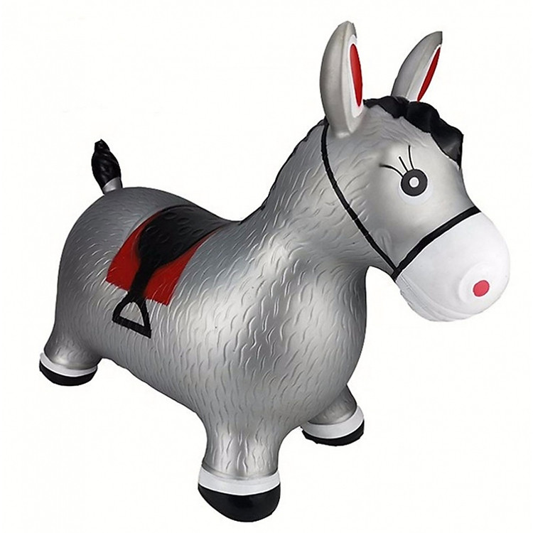 Thú Nhún Bơm Hơi Hình Chú Ngựa Màu Xám Toys House