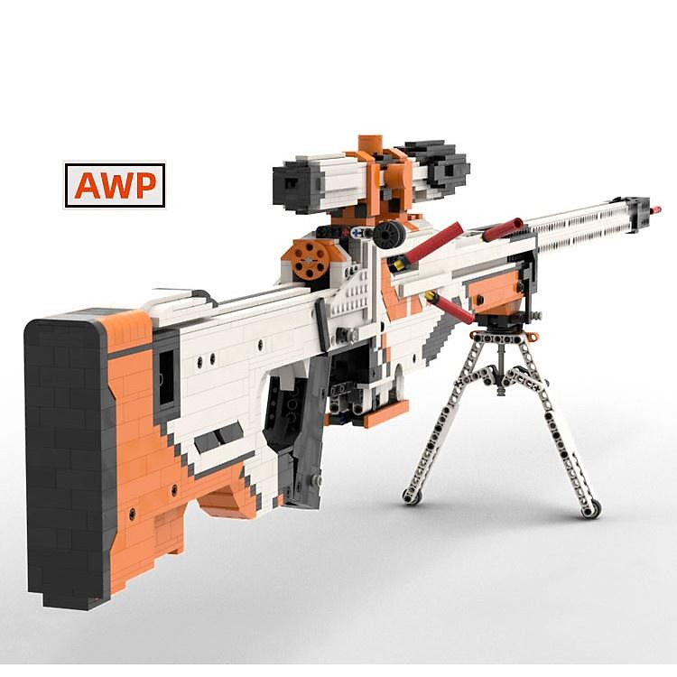 Đồ Chơi Lắp Ghép Trí Tuệ, Mô Hình Súng AWP Asiimov Kevin183, 2030 Mảnh Ghép, Tỉ lệ 1:1