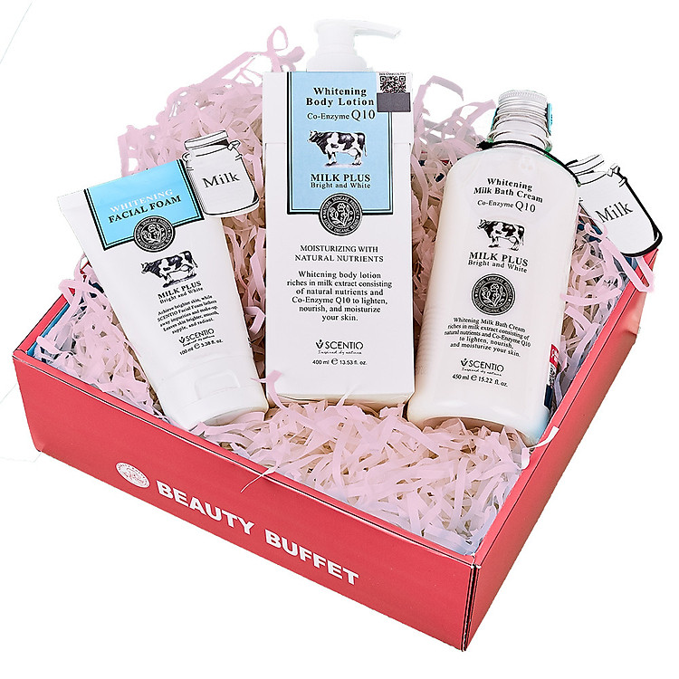 Bộ Sản Phẩm Dưỡng Trắng Và Trẻ Hóa Da Beauty Buffet Scentio Milk Plus