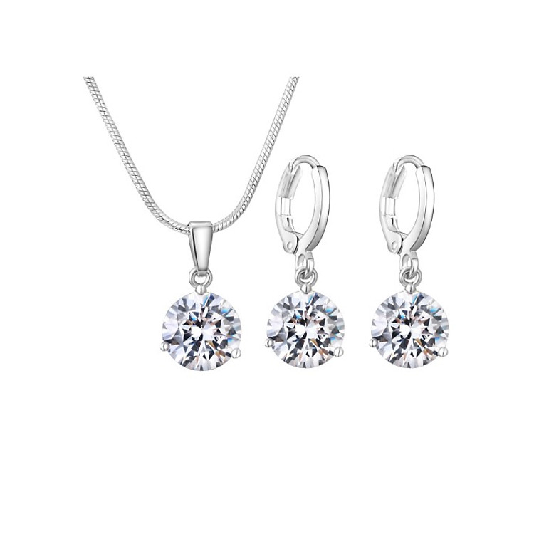 Bộ Trang Sức Dây Chuyền Bông Tai Đính Hạt Pha Lê HN19