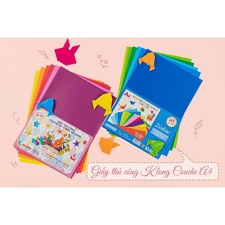 Giấy thủ công A4 kẻ Caro Klong 705 (10 tờ, 8 màu)