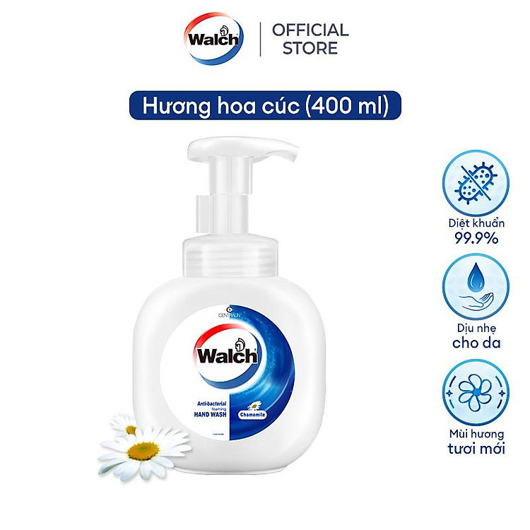 Bọt rửa tay kháng khuẩn Walch dưỡng da tay mềm mịn 400ml