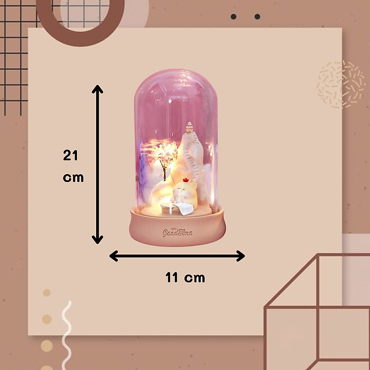 Hộp Trang Trí Mèo Hoàng Gia Trong Lồng Kính Có Đèn - Ảnh 3