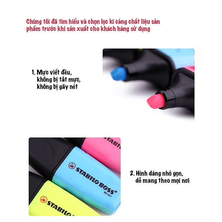 Bộ bút dạ quang STABILO BOSS MINI (2 màu) - Ảnh 3