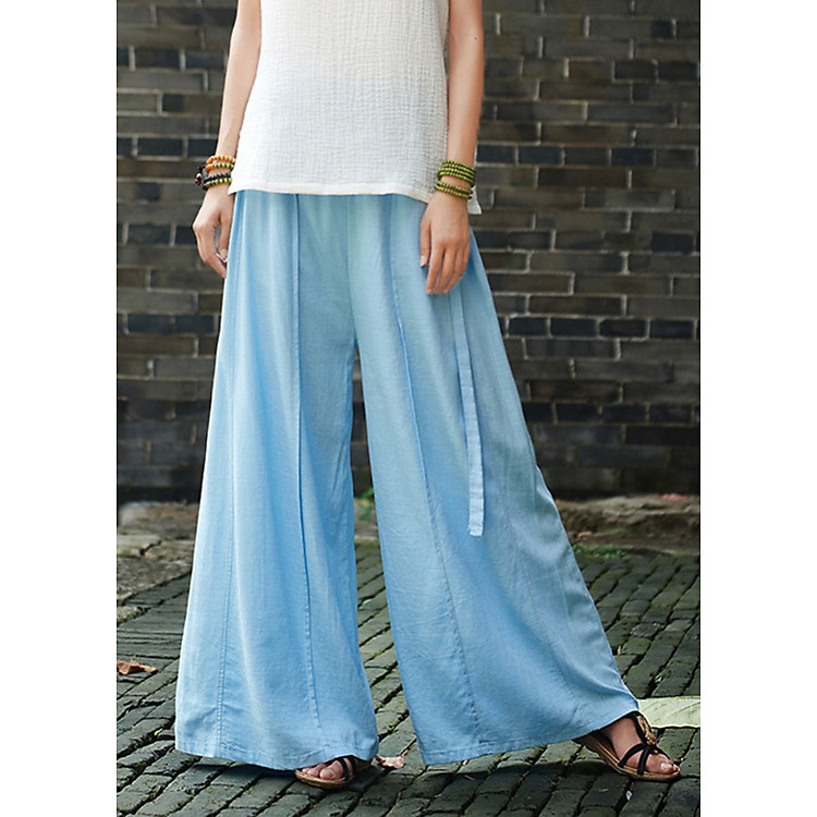 Quần linen ống rộng thắt nơ