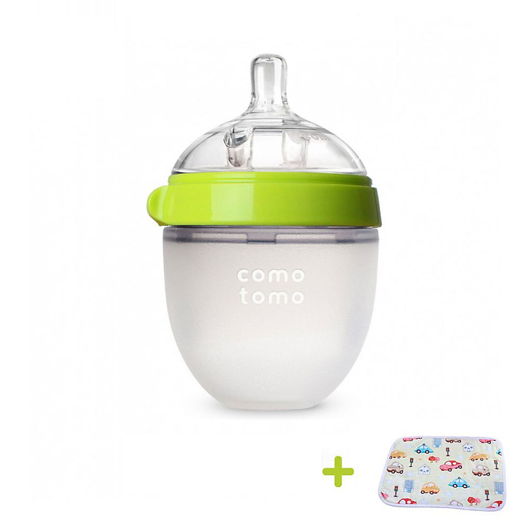 Bình Sữa cho bé 150ml. Bình Sữa Silicone Comotomo chính hãng - Tặng kèm tấm lót chống thấm cho bé