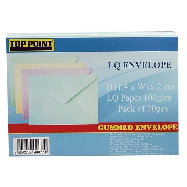 Bao Thư Màu Giấy Thơm Toppoint 11.4 x 16.2cm (20 cái)