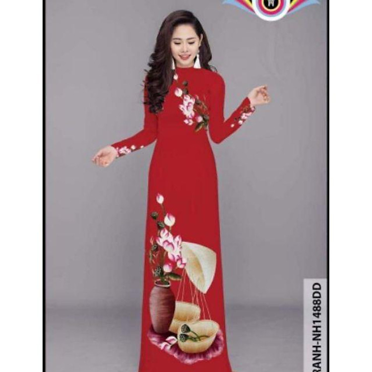 Sale Áo dài truyền thống in 3D lẻ size M ( cổ 2cm tay lỡ)