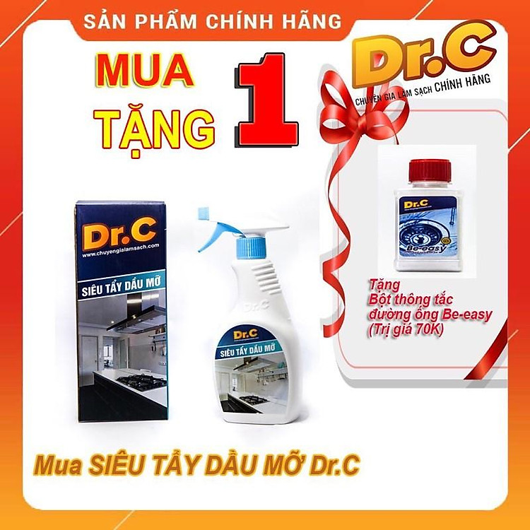 Đặc biệt tri ân khách hàng ( Siêu tẩy dầu mỡ Dr.C + Bột thông tắc đường ống, chậu rửa, lồng giặt Be -easy) - Hàng chính hãng