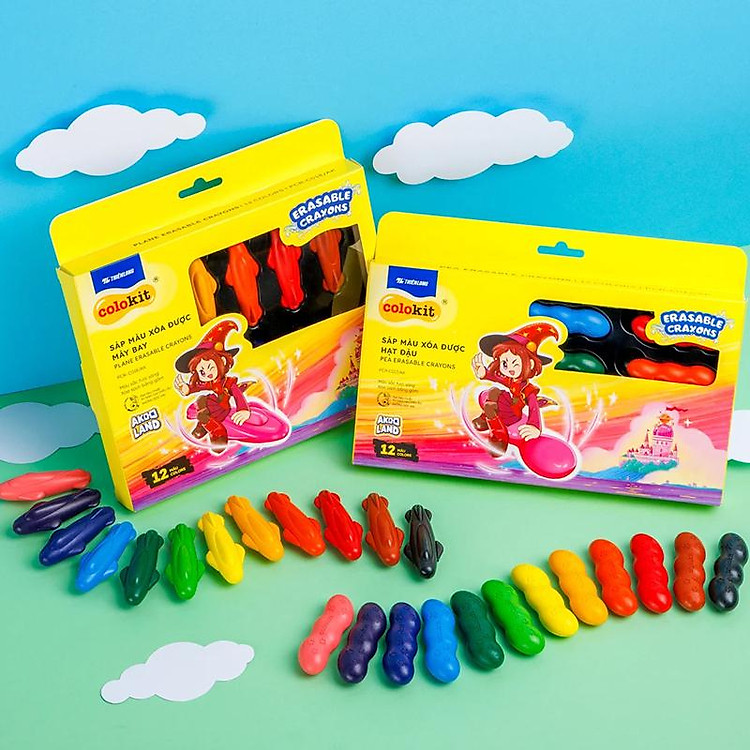 Hộp Sáp Màu Rửa Được Hạt Đậu Colorkit (12 chiếc) - Ảnh 2