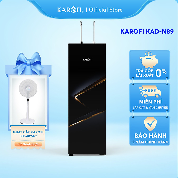 Máy lọc nước nóng lạnh 10 lõi lọc Karofi KAD-N89, màng lọc RO chuẩn Mỹ 100GPD - Hàng Chính Hãng - Miễn phí lắp đặt toàn quốc