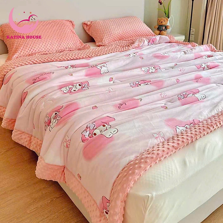 Chăn mền ấm cho bé Katina House, chăn nhung mềm mại, dày dặn ấm áp, KT 1m2x1m5