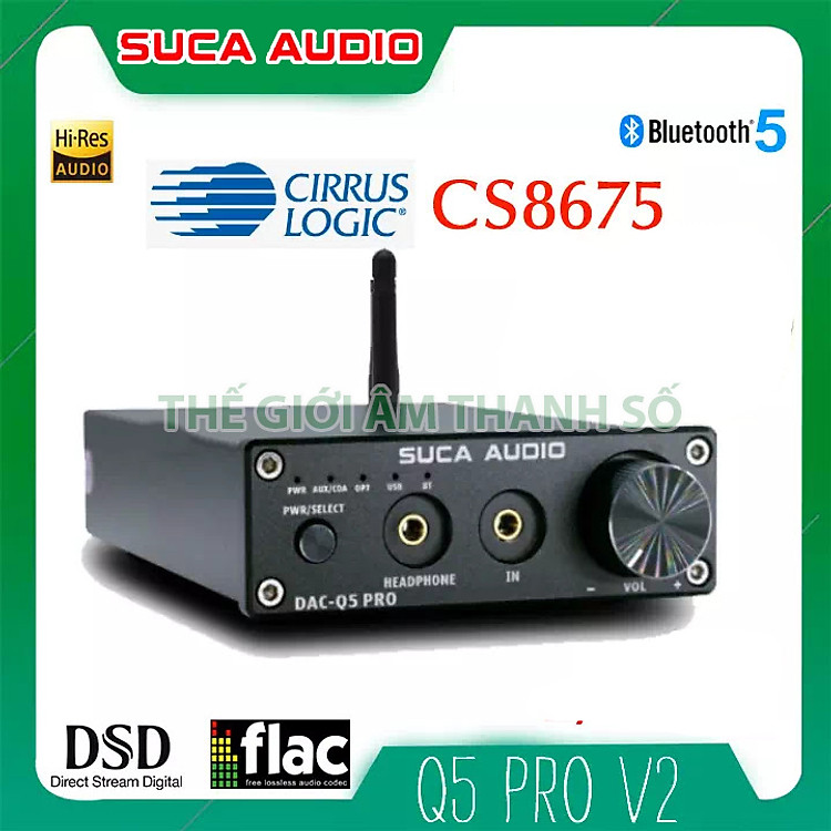 DAC SUCA Q5 PRO - Bộ giải mã âm thanh chất lượng cao 24bit, bluetooth 5.0 - Hàng chính hãng