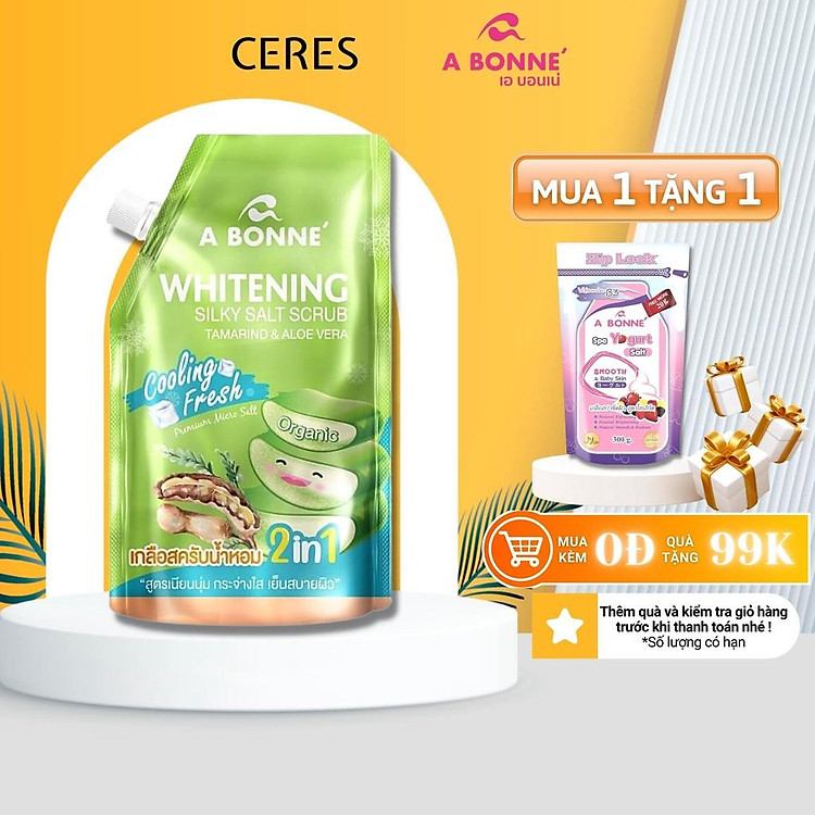 Muối Tắm A Bonne Whitening Cooling Fresh Tẩy Tế Bào Chết Body Nha Đam & Me Thái Lan 350g