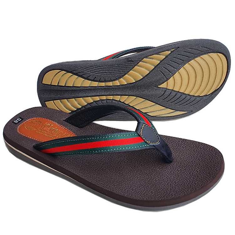 Dép nữ xỏ ngón Trường Hải da bò phối vải đơn giản trẻ trung XN111 - Ảnh 6