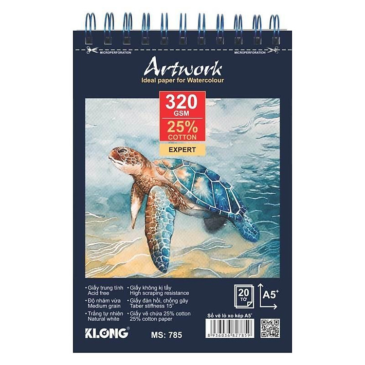 Sổ Vẽ Màu Nước KLONG A5+ (20 tờ) - Ảnh 2