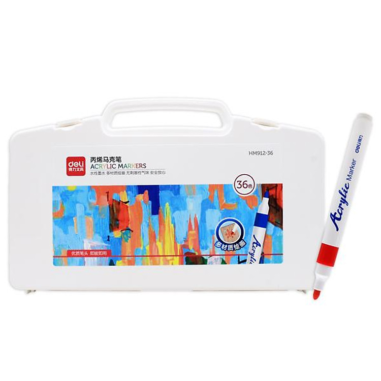 Bút Màu Acrylic Marker 1 Đầu Deli HM912 (36 chiếc) - Ảnh 2