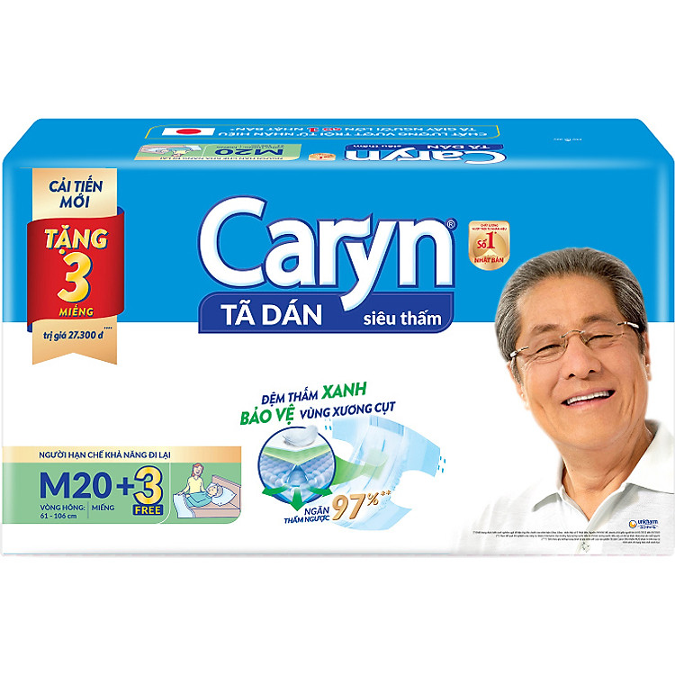 Tã Dán Người Lớn Caryn M20 - Tặng 3 Miếng