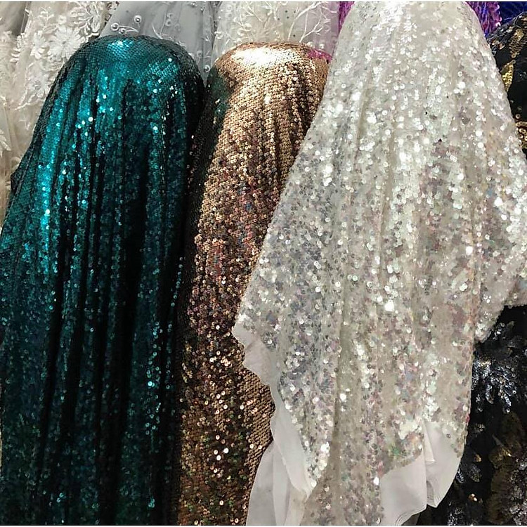 Vải kim sa kim tuyến lấp lánh cầu vồng loại vảy nhỏ làm phông nền background chụp ảnh studio may váy đầm chụp sản phẩm