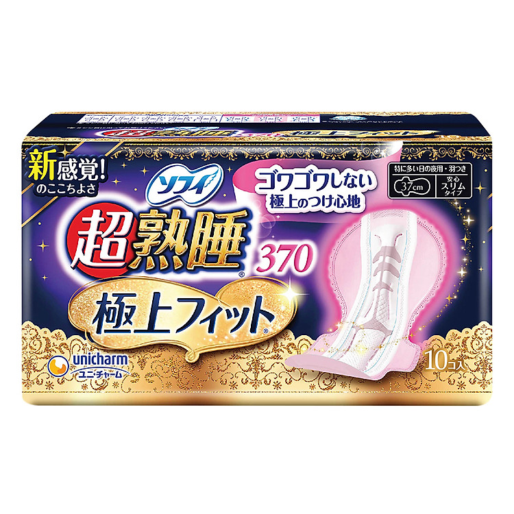 Băng vệ sinh siêu bảo vệ đa chiều cho ban đêm Sofy Night Ultra Fit Slim 37cm có cánh gói 10 miếng 4903111351749