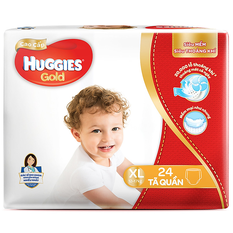 Tã Quần Cao Cấp Huggies Gold Gói Đại XL24 ( 24 Miếng)