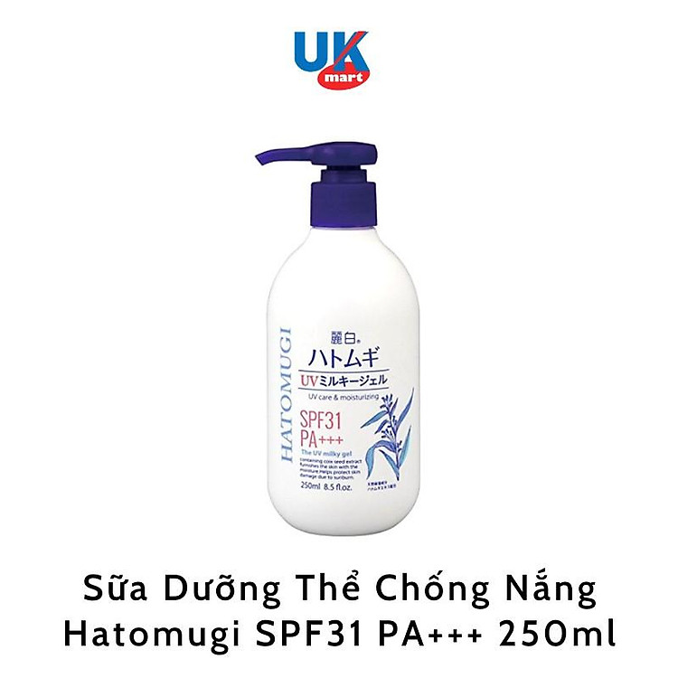 Sữa Dưỡng Thể Hatomugi Chống Nắng Hatomugi SPF31 PA+++ 250g Ban Đêm 250g~400g Body Milk chiết xuất từ hạt ý dĩ duy trì độ ẩm cho da và dưỡng da trắng sáng hiệu quả