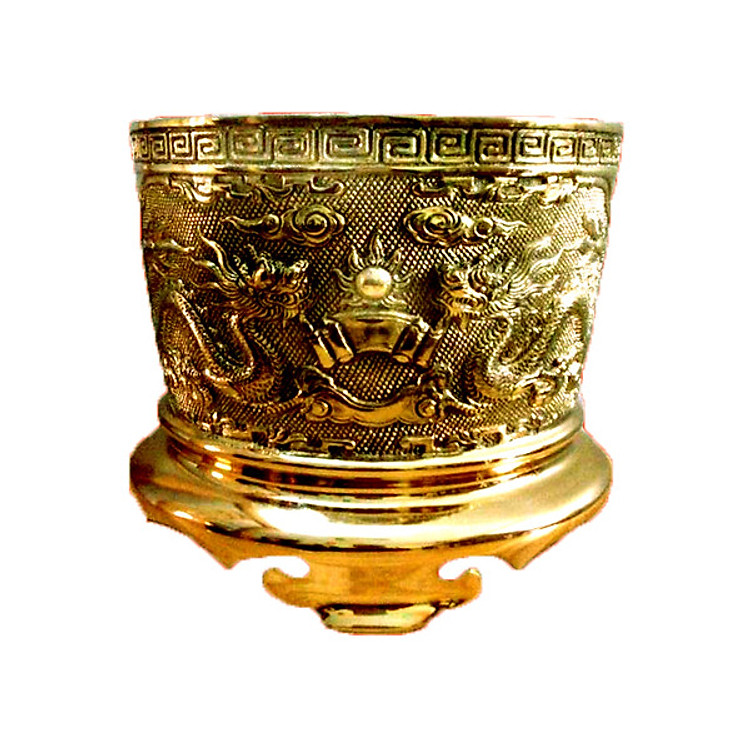 Bát hương bằng đồng thau đúc nổi rồng phượng Tâm Thành Phát