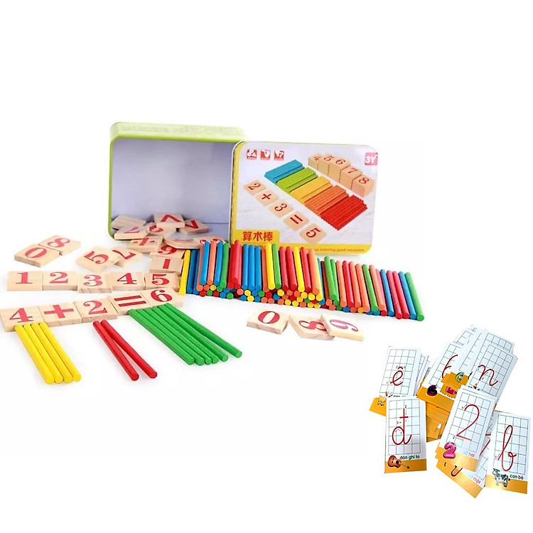 Bộ Đồ Chơi Ghép Số Và Que Tính Có Hộp Đựng Tặng Kèm Bộ Thẻ Cho Bé Học Chữ Cái Và Số Đếm