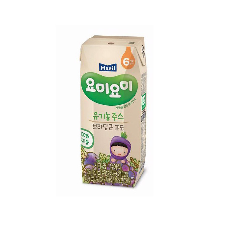 Nước ép trái cây hữu cơ Yummy Yummy cho bé từ 6M vị cà rốt tím và nho - 1 lốc 3 hộp