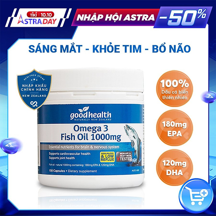 Dầu Cá Goodhealth Omega 3 Fish Oil 1000mg (150 Viên) Hỗ Trợ Não Bộ, Tim Mạch, Thị Lực - Nhập khẩu New Zealand