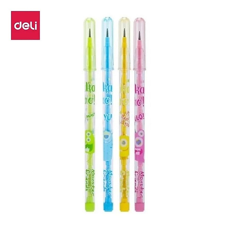Set 4 bút chì khúc Deli C095 / C086 - Chì đốt Deli CC095 / EC086 không cần gọt thay ruột dễ dàng