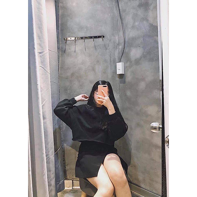 Áo croptop nữ dài tay thu đông kiểu dáng thời trang Hàn Quốc