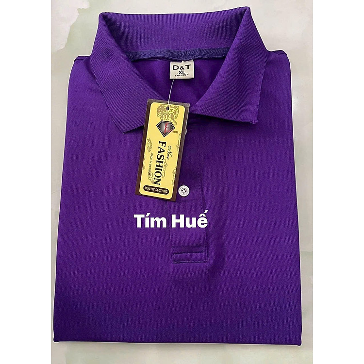 Áo Thun vải cá sấu trơn NAM- NỮ Không Nhăn không xù lông ( từ 40kg -95kg ) Màu Tím Huế