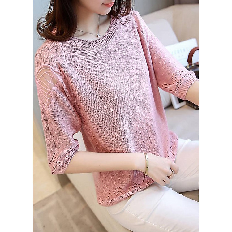 Áo len nữ cổ tròn tay cách điệu Haint Boutique al13