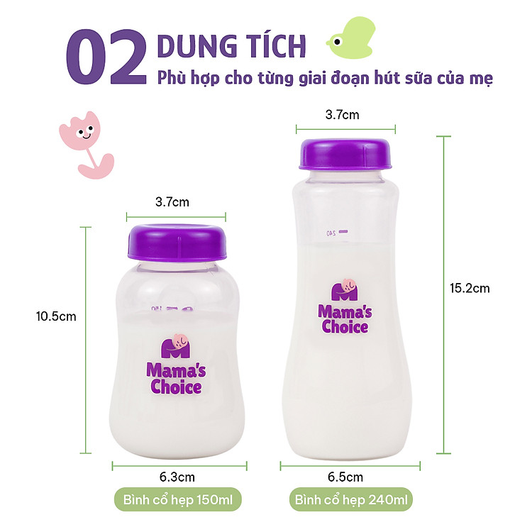 Bình Trữ Sữa Cổ Hẹp Mama's Choice 150ml Uy tín Tiết kiệm - Hình ảnh 4