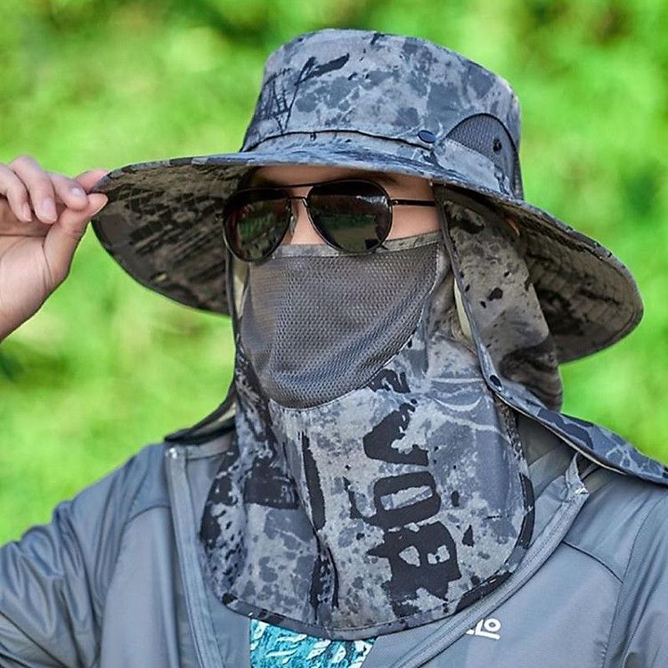 Mũ Chống Nắng Nam / Nón Chống Nắng / Nón Khẩu Trang Chống Nắng / Mũ Chống Nắng Kèm Khẩu Trang / Mũ Rộng Vành Nam / Mũ Tai Bèo Vành Rộng Che Phủ Cổ Chống Tia UV Dành Cho Nam