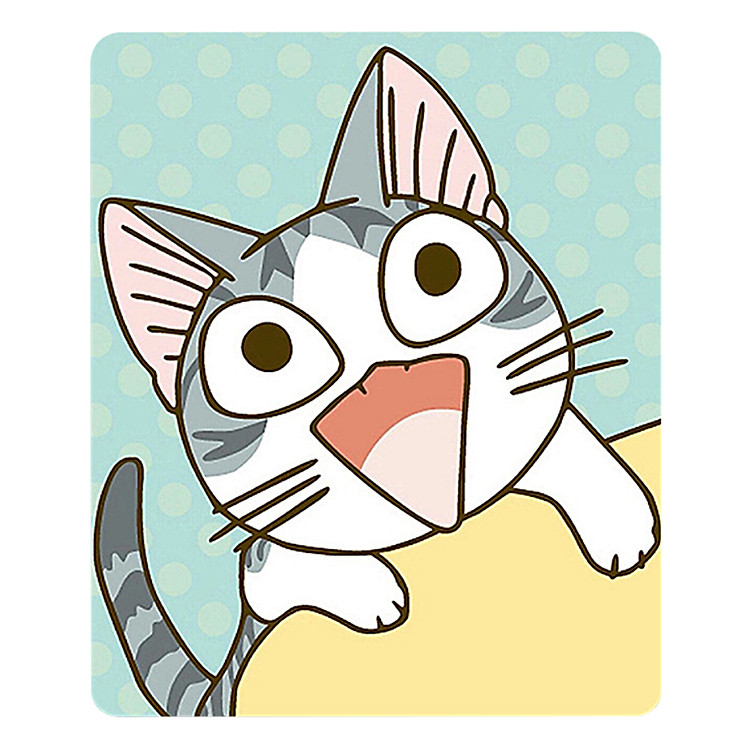 Miếng Lót Chuột Mèo Chibi 24 x 20 cm (Xanh Chấm Bi) - Hàng Nhập Khẩu