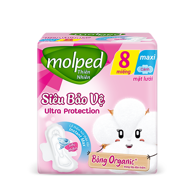 Băng vệ sinh Molped Bông Organic Tự nhiên mềm mại siêu thấm - Nhãn hàng Molfix công ty Hayat