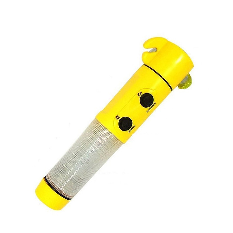 Dụng cụ đèn pin, đèn sos, búa, dao cắt trên ô tô ( Tặng kèm 02 nút kẹp giữ dây điện )