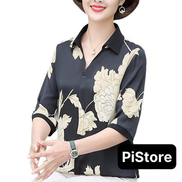 ️Có Big Size️ Áo Sơ Mi Nữ Trung Niên, Mẫu Áo Hoa Tay Lỡ Form Rộng Trang Nhã | Thời Trang Trung Niên U40