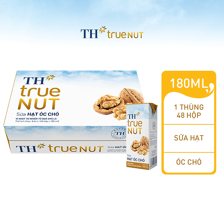Thùng 48 hộp sữa hạt óc chó TH true NUT 180 ml (180 ml x 48)